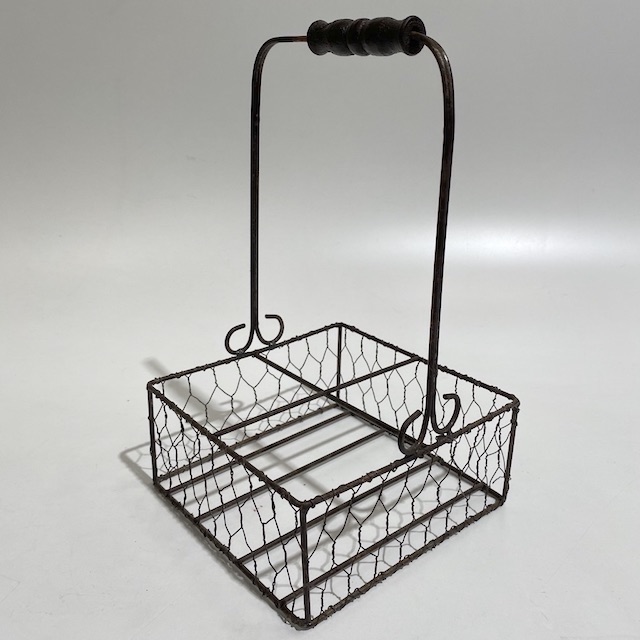 BOTTLE HOLDER, Wire Condiment Caddy w Handle